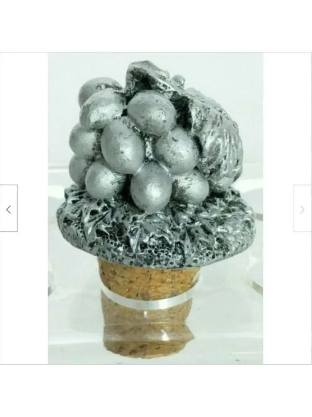 Silver Bunch Grapes Wine Stopper 2.25 Inch
